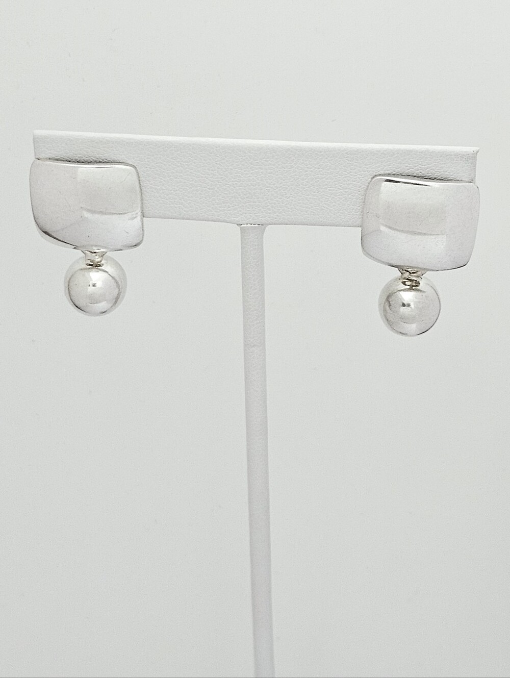 Silpada Sterling Silver Curved Square Ball Drop Iconic Earrings on Posts